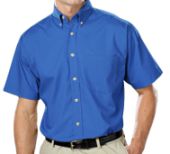 BG7216S  Men&#39;s Short Sleeve Easy Care Poplin, w/Pocket...Blue Generation