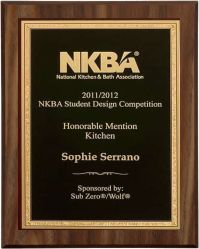 D101  Walnut Finish Plaque 8&quot;x10&quot; w/Black Florentine Plate  