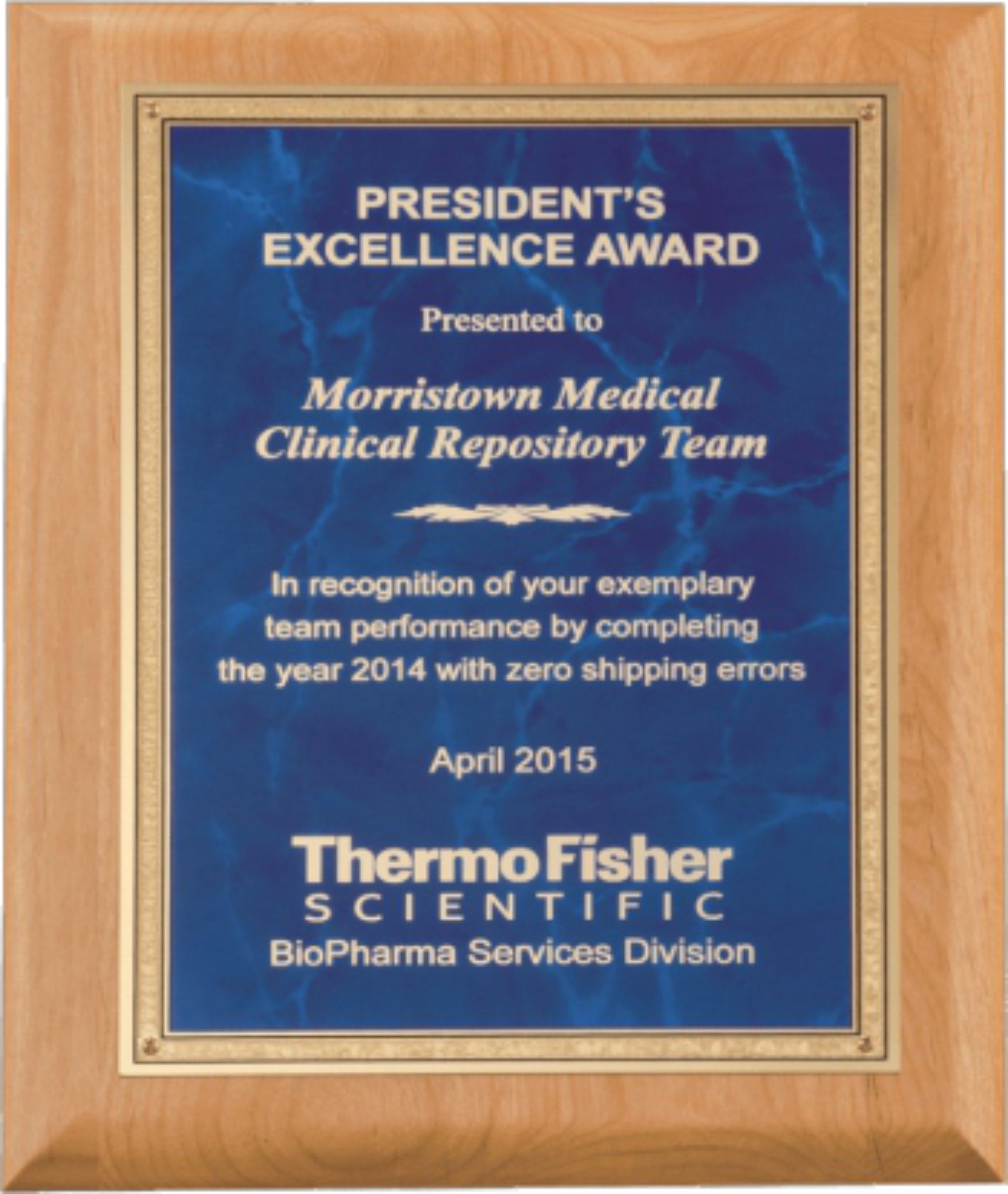 P5251  8&quot;x10&quot;  Alder Wood Plaque w/Sapphire Marble Plate