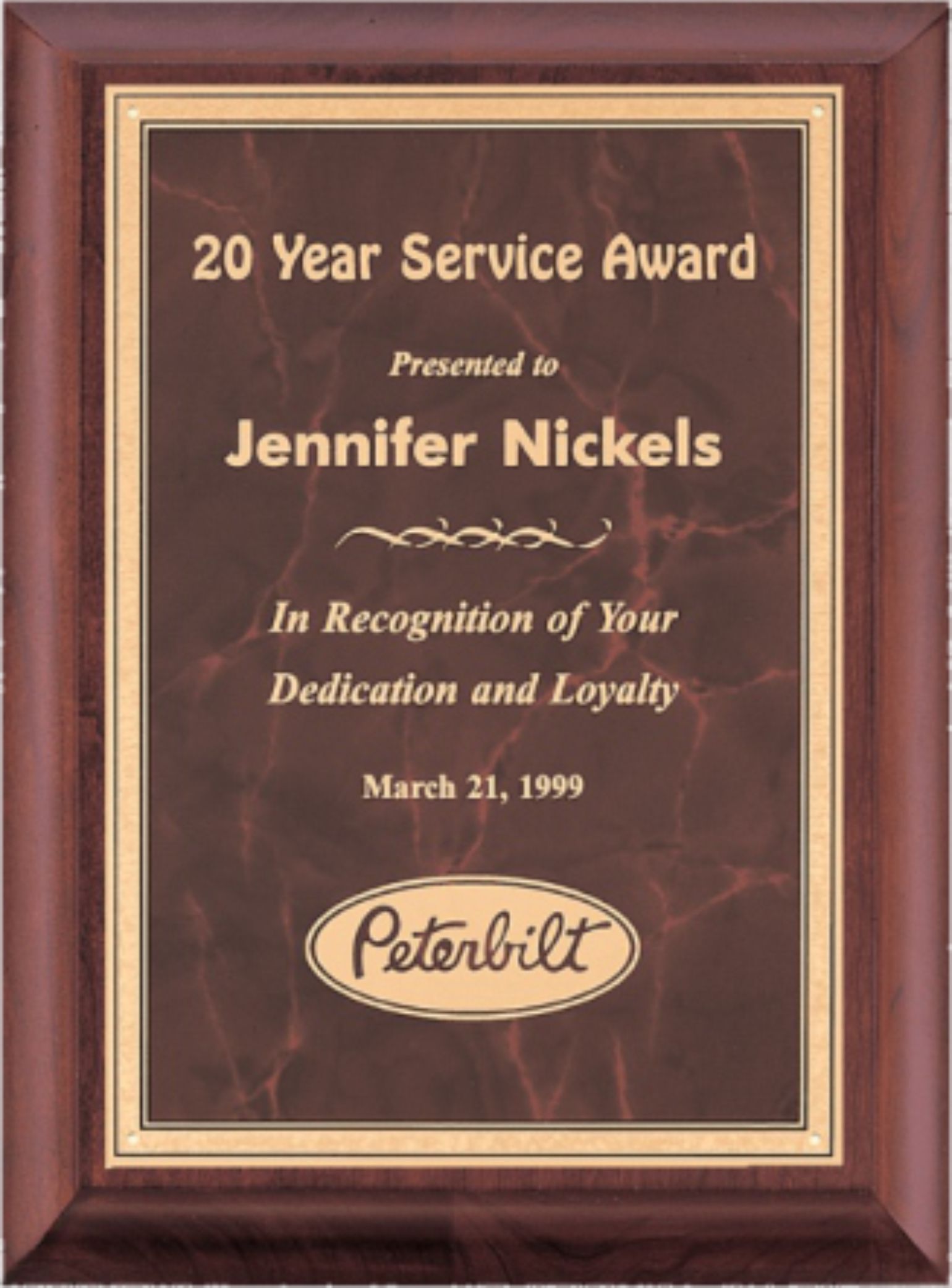 P3525  8&quot;x10&quot;  Cherry Finish Plaque w/Ruby Marble Plate