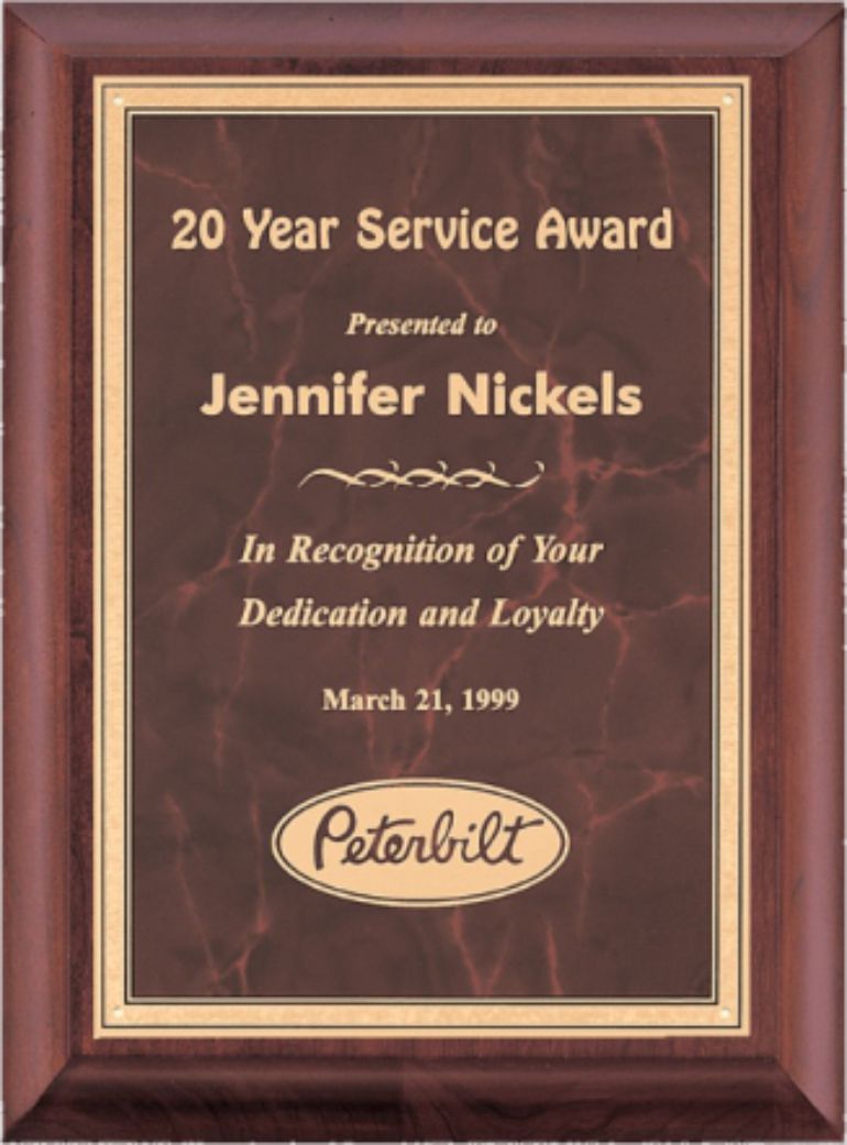 P3525  8&quot;x10&quot;  Cherry Finish Plaque w/Ruby Marble Plate