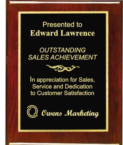 8&quot;x10&quot;Premiun Rosewood Piano Finish Plaque