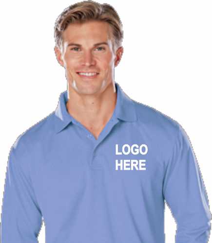  BG7225 Mens Long Sleeve Polo w/Logo Only - FNB or FCB, SM-XL